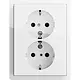 Gira 0780112 wandcontactdoos 2-voudig randaarde voor enkele inbouwdoos F100 wit glans