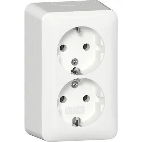 Gira 478013 wandcontactdoos 2-voudig randaarde met interne montageplaat opbouw wit