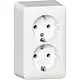 Gira 478013 wandcontactdoos 2-voudig randaarde met interne montageplaat opbouw wit
