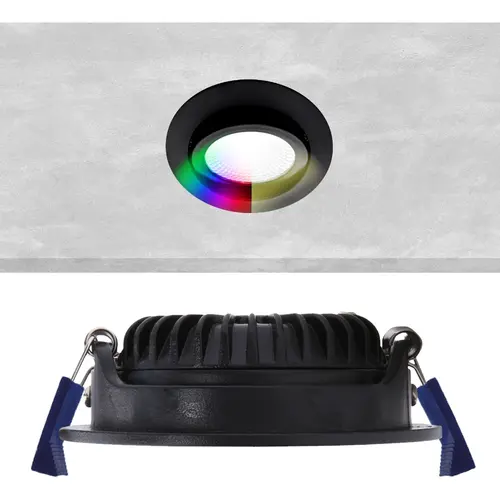 EcoDim ED-10080 Zigbee LED-inbouwspot IP54 dimbaar 75mm rond 23mm inbouwdiepte RGBWW zwart