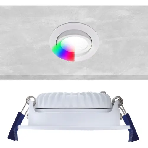 EcoDim ED-10079 Zigbee LED-inbouwspot IP54 dimbaar 75mm rond 23mm inbouwdiepte RGBWW wit