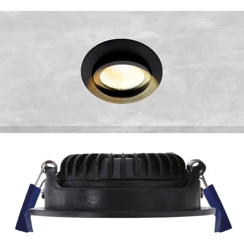 EcoDim ED-10023 LED-inbouwspot IP54 dimbaar 75mm rond 23mm inbouwdiepte 2000-3000K/dim-to-warm zwart