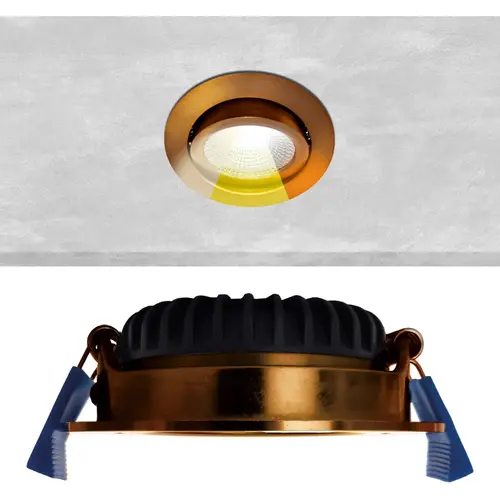 EcoDim ED-10094 LED-inbouwspot IP54 dimbaar 75mm rond 23mm inbouwdiepte 2700K/3000K/dim-to-warm brons