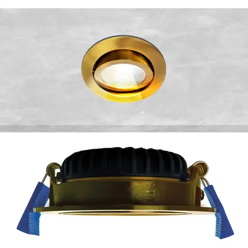 EcoDim ED-10095 LED-inbouwspot IP54 dimbaar 75mm rond 23mm inbouwdiepte 2700K/3000K/dim-to-warm goud/messing