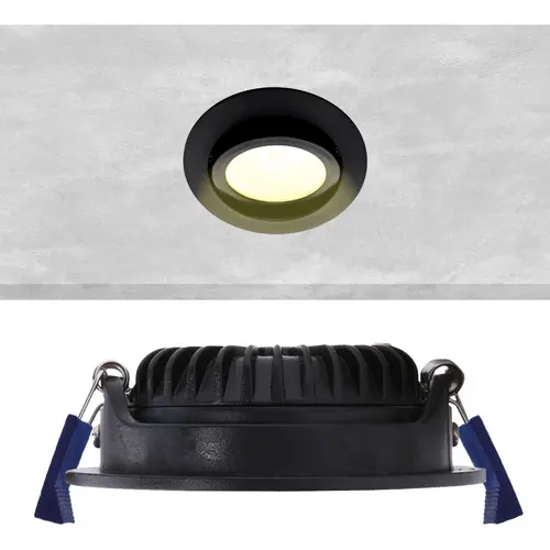 EcoDim ED-10029 LED-inbouwspot IP54 dimbaar 75mm rond 23mm inbouwdiepte 2700K zwart