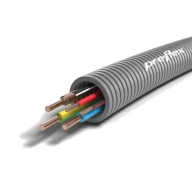 Preflex 1234000835 flexibele buis 20 mm voorbedraad 3 x 2.5 mm² br/bl/gg + 3 x 1.5 mm² zw-ro/zw-wt/ro rol van 100 meter