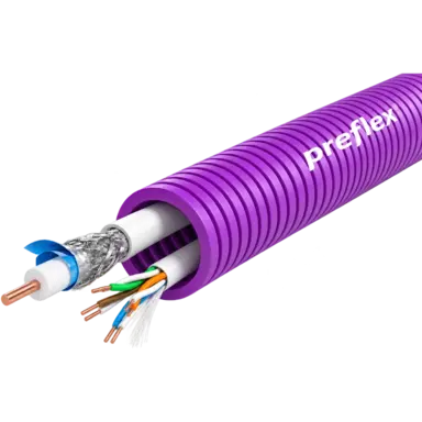 Preflex 1234003171 flexibele buis 20 mm voorbedraad UTP CAT6 en COAX rol 100 meter