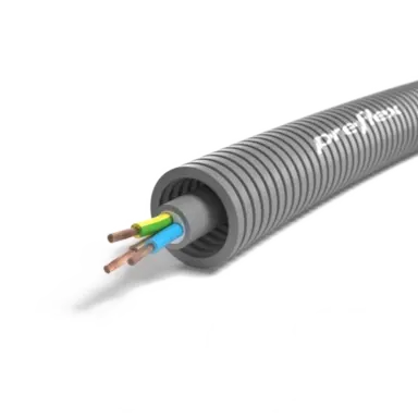 Preflex 1234001085 flexibele buis 16 mm voorbedraad met VMVL 3 x 1,5 mm² kabel rol 100 meter