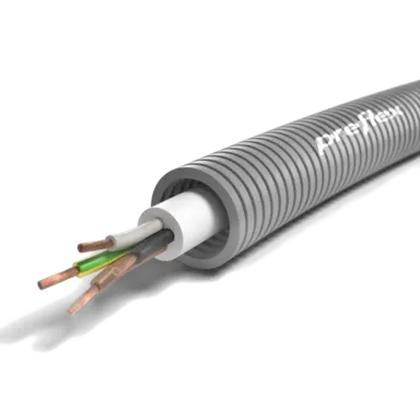 Preflex 1234001080 flexibele buis 16 mm voorbedraad VMVL kabel 4 x 1 mm² rol van 100 meter