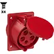 PCE 425-6VX4 wandcontactdoos CEE 5-polig 32A 400V schuin rood 6h IP67
