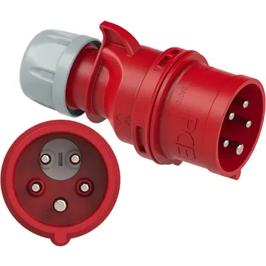 PCE 7025-6 CEE-contactstop met fasewisseling 32A 400V 5-polig rood 6h IP44