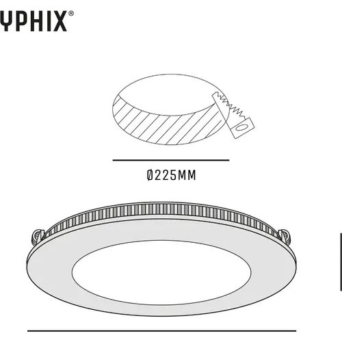 Yphix 50415415 LED Downlight Premium Line 24cm zwart 15W 4000K IP44 dimbaar