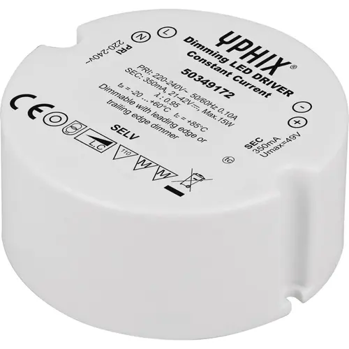 Yphix 50349172 LED Driver 350mA Max. 15W 21-42V dimbaar