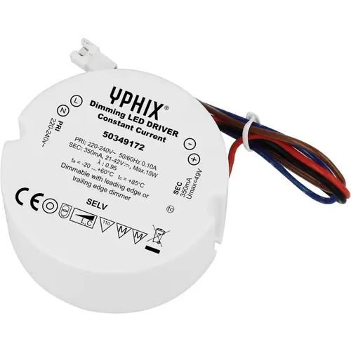 Yphix 50349172 LED Driver 350mA Max. 15W 21-42V dimbaar