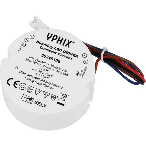 Yphix 50349108 LED Driver 700mA Max. 29W 21-42V dimbaar