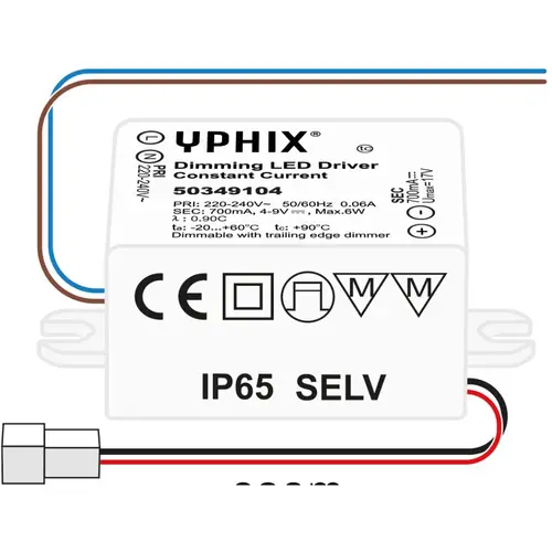 Yphix 50349104 LED Driver 700mA Max. 6W 4-9V dimbaar