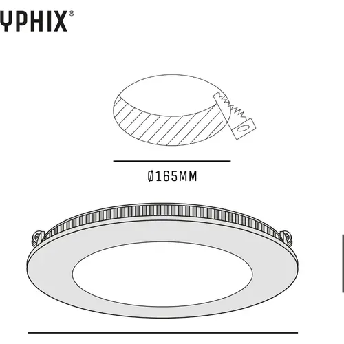 Yphix 50415311 LED Downlight Premium Line 18cm zwart 11W 3000K IP44 dimbaar