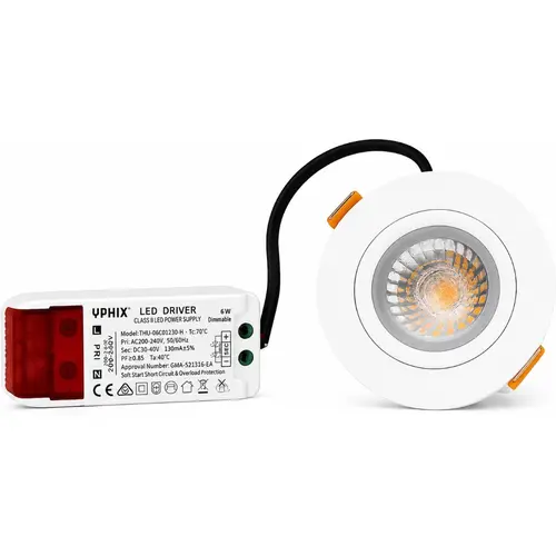 Yphix 50182000 LED inbouwspot Parma 6W 2700k dimbaar en kantelbaar wit