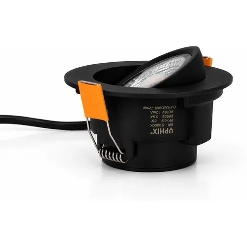 Yphix 50182001 LED inbouwspot Parma 6W 2700k dimbaar en kantelbaar zwart