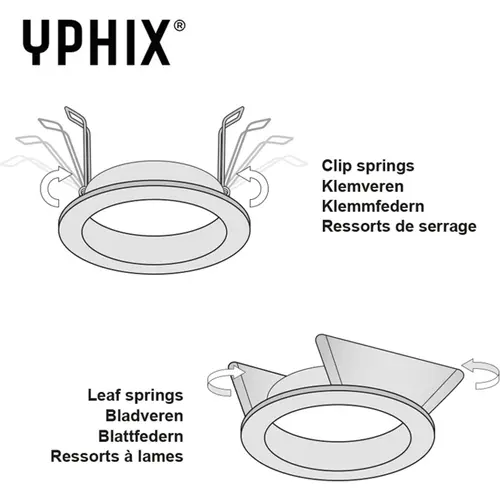 Yphix 50114262 Inbouwspot GU10 Venezia 35mm rond zwart kantelbaar met klemveren exclusief lichtbron