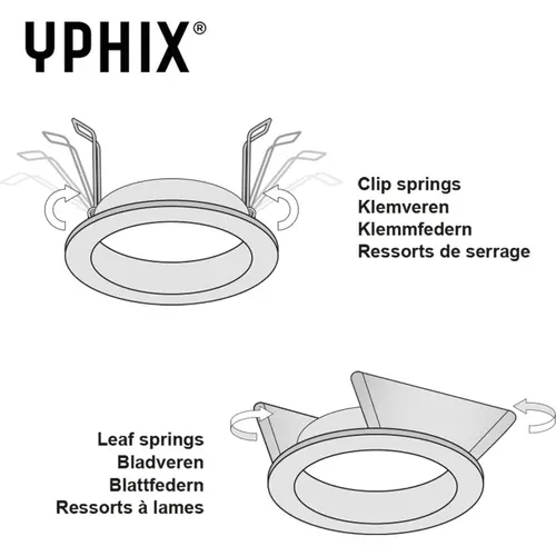 Yphix 50114301 Inbouwspot GU10 Torino vierkant aluminium kantelbaar met klemveren exclusief lichtbron