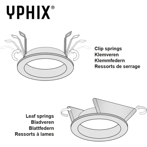 Yphix 50114302 Inbouwspot GU10 Torino vierkant aluminium kantelbaar met klemveren exclusief lichtbron