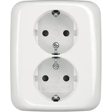 Busch-Jaeger 202 EUJB-214 wandcontactdoos 2-voudig randaarde kindveilig met klauwbevestiging voor enkele inbouwdoos Reflex SI