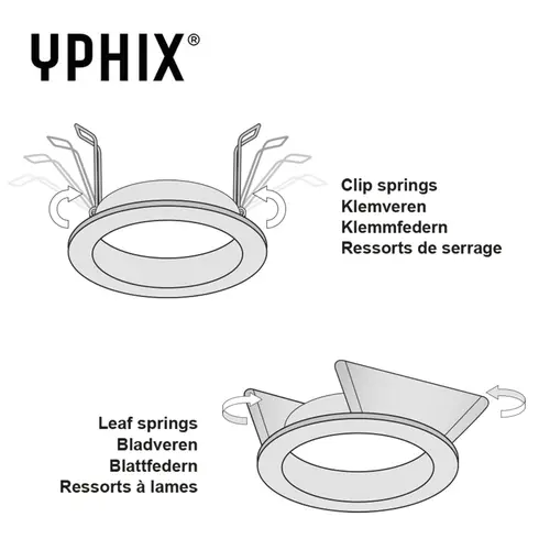 Yphix 50114364 Inbouwspot GU10 Milano vierkant zwart verdiept met klemveren exclusief lichtbron