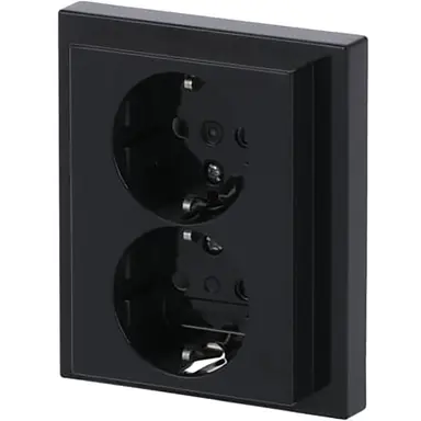 Busch-Jaeger 202 EUJB-81 wandcontactdoos 2-voudig randaarde kindveilig voor enkele inbouwdoos met klauwbevestiging Future Linear antraciet glans
