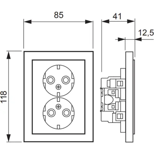 Busch-Jaeger 302EUJT-81 wandcontactdoos 2-voudig randaarde Safety+ voor ovale 1,5 inbouwdoos Future Linear antraciet glans