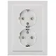 Busch-Jaeger 302EUJT-84 wandcontactdoos 2-voudig randaarde Safety+ voor ovale 1,5 inbouwdoos Future Linear studiowit glans