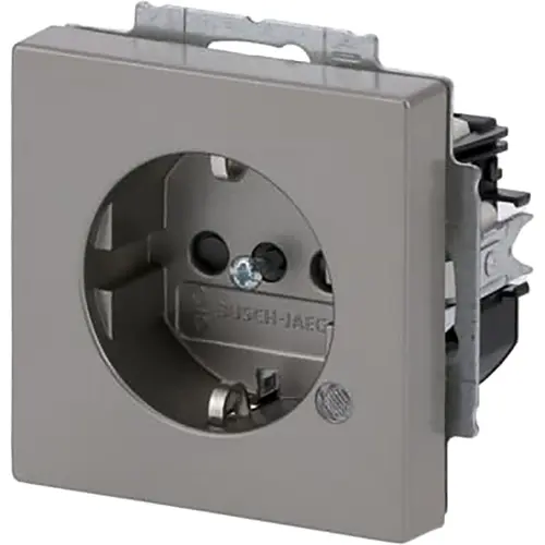 Busch-Jaeger 20 EUCBL-866 wandcontactdoos randaarde Safety+ met LED-controleverlichting Pure Stainless Steel