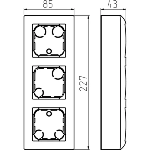 Busch-Jaeger 1713 F-914 vlakke opbouwbak 3-voudig inclusief afdekraam Balance SI wit glans
