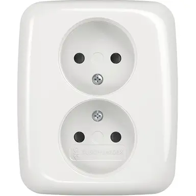 Busch-Jaeger 202 UJRB-214 wandcontactdoos 2-voudig zonder randaarde kindveilig voor enkele inbouwdoos Reflex SI