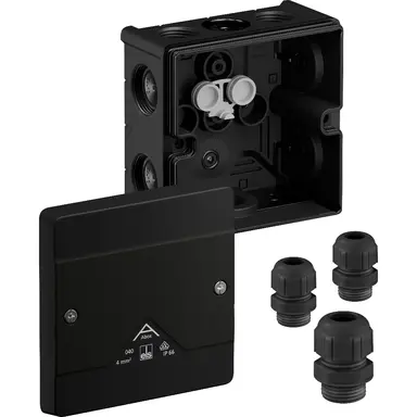 Spelsberg ABOX 040-L/SW/S-W kabeldoos 102x102mm IP66 3 kabelwartels zwart