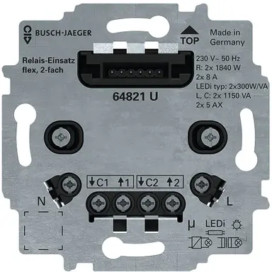 Busch-Jaeger 64821 U relaissokkel flex 2-voudig