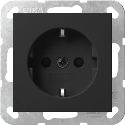 Gira 4183005 wandcontactdoos randaarde verhoogde aanraakbeveiliging met schroefklem Systeem 55 zwart mat