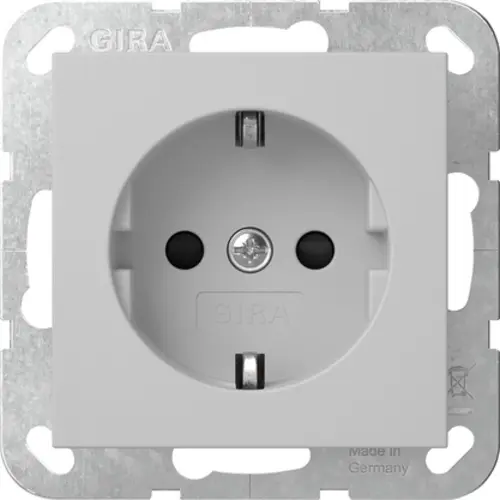 Gira 4183015 wandcontactdoos randaarde verhoogde aanraakbeveiliging met schroefklem Systeem 55 grijs mat