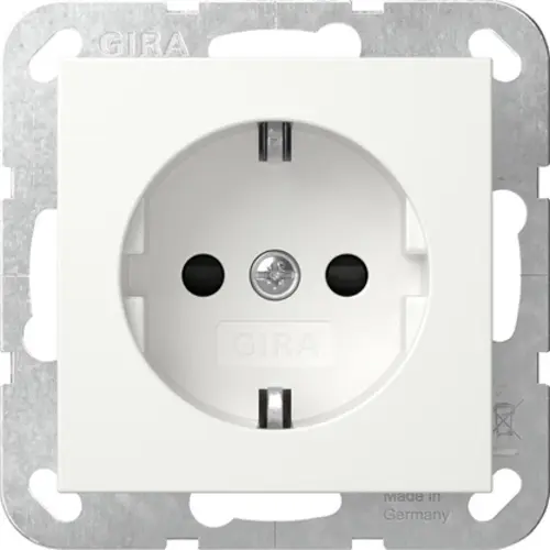 Gira 418303 wandcontactdoos randaarde verhoogde aanraakbeveiliging met schroefklem Systeem 55 wit glans