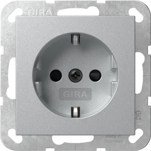 Gira 418326 wandcontactdoos randaarde verhoogde aanraakbeveiliging met schroefklem Systeem 55 aluminium mat