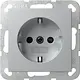Gira 418326 wandcontactdoos randaarde verhoogde aanraakbeveiliging met schroefklem Systeem 55 aluminium mat