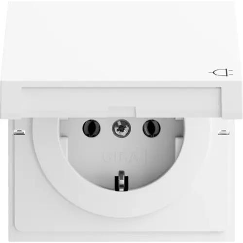 Gira 445472 wandcontactdoos randaarde met klapdeksel Systeem 70 wit mat