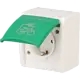Busch-Jaeger 20 EBW/LA-13-54 wandcontactdoos randaarde Safety+ klapdeksel met opdruk fietsoplaadpunt opbouw Ocean IP44 alpinwit/groen
