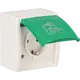 Busch-Jaeger 20 EBW/LA-13-54 wandcontactdoos randaarde Safety+ klapdeksel met opdruk fietsoplaadpunt opbouw Ocean IP44 alpinwit/groen