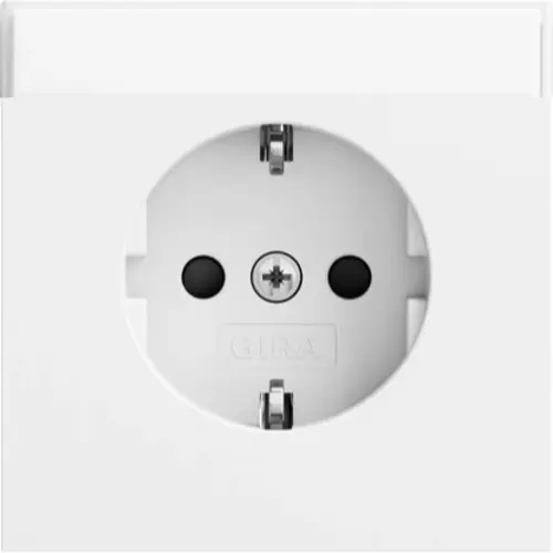 Gira 446272 wandcontactdoos randaarde met verhoogde aanraakbeveiliging en tekstkader Systeem 70 wit mat