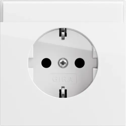 Gira 445770 wandcontactdoos randaarde met tekstkader Systeem 70 wit glans