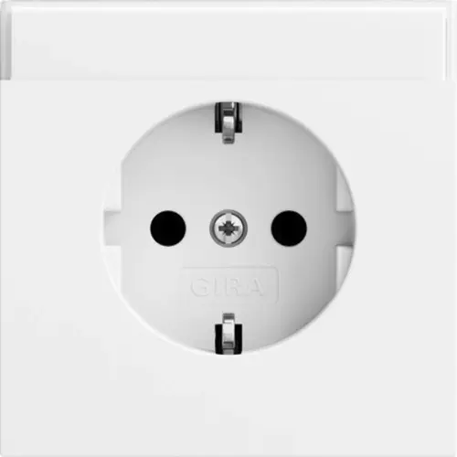 Gira 445772 wandcontactdoos randaarde met tekstkader Systeem 70 wit mat