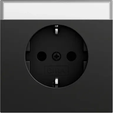 Gira 445774 wandcontactdoos randaarde met tekstkader Systeem 70 zwart mat