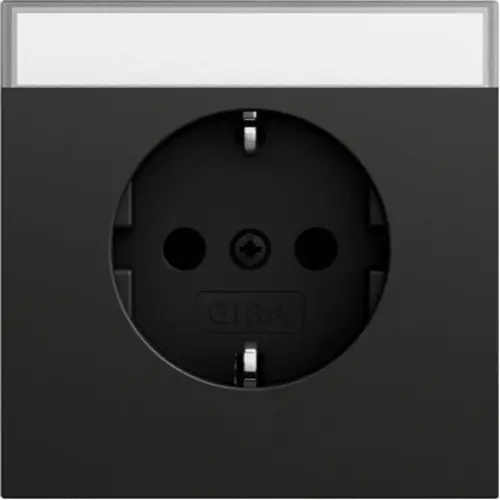 Gira 445774 wandcontactdoos randaarde met tekstkader Systeem 70 zwart mat