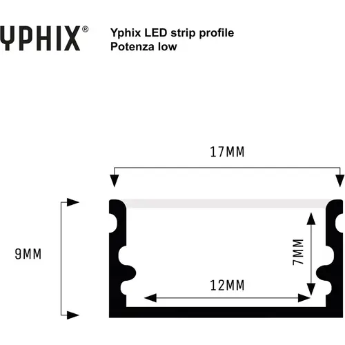 Yphix 50289412 LED-stripprofiel Potenza laag wit 1 meter inclusief melkwitte afdekkap
